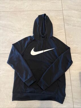 Nike Men's Navy Hoodie with White Swoosh